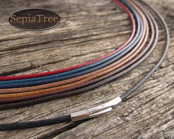 2mm Mediterranean Leather Necklace Cord With Stainless Steel