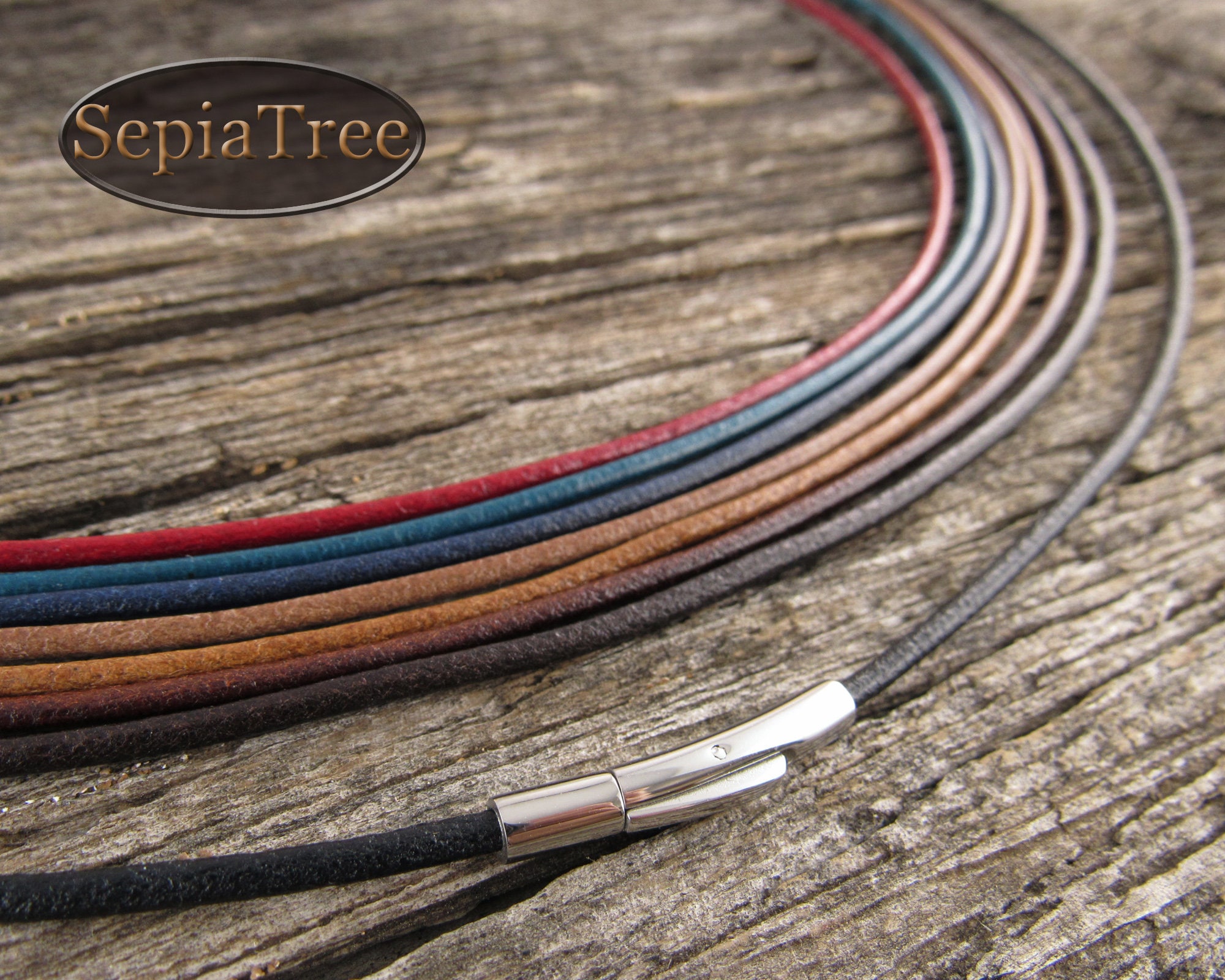 2mm Mediterranean Leather Necklace Cord With Stainless Steel Bayonet Clasp,  Brown, Colored or Black Leather Necklace, Thin Leather Cord 