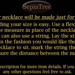 Leather necklace sizing instructions.
