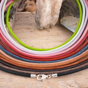 3mm Leather Necklace Cord for Pendants or Layering, Everyday Leather Chain With Sterling Silver Clasp, Replacement Necklace for Men & Women