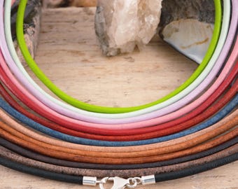 3mm Leather Necklace Cord for Pendants or Layering, Everyday Leather Chain With Sterling Silver Clasp, Replacement Necklace for Men & Women