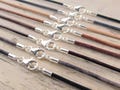 Natural 2mm Leather Necklace Cord, Sterling Silver Clasp And Ends, Blue, Forest Green, Brown Or Black Thin Leather Necklace For Men or Women