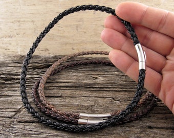3mm Braided Leather Necklace, Braided Bolo Leather Cord Necklace