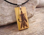 Trout Fly Fishing Necklace, Fishermans Necklace, Handmade Trout Fly Pendant On Leather Cord, Fishing Lure Outdoorsman Gift