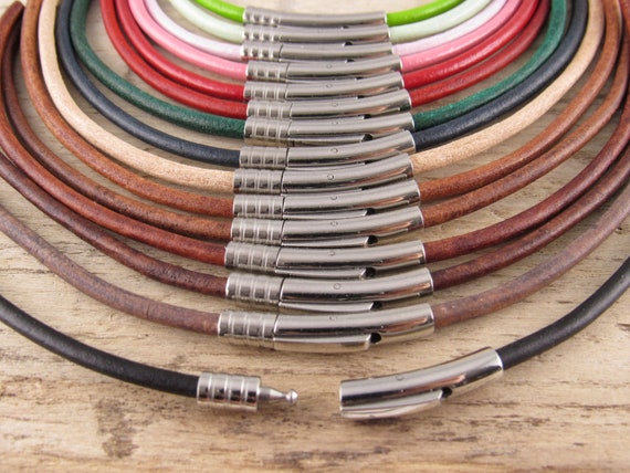 3mm Leather Necklace With Clasp Round 