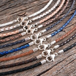 Another view of braided leather necklaces.