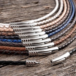 3mm Braided Leather Necklace, Bolo Cord with Stainless Steel Clasp, Men’s & Women’s Minimalist Necklace or Replacement Pendant Cord