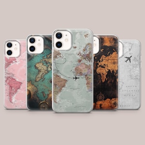 Världskarta-telefonskal, kartografisk skal för iPhone 18 Pro, 17, 16, 15, 14, 13, Samsung S26, S25, S24, S23Fe, A16, A56, A36, Pixel 10Pro, 9Pro