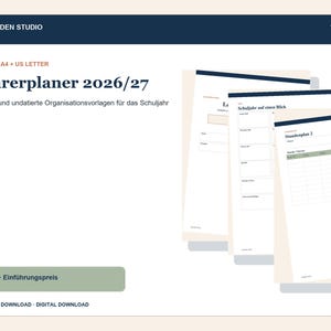 Lehrerplaner 2026/27 – Word, Excel und PDF Bundle DE/EN