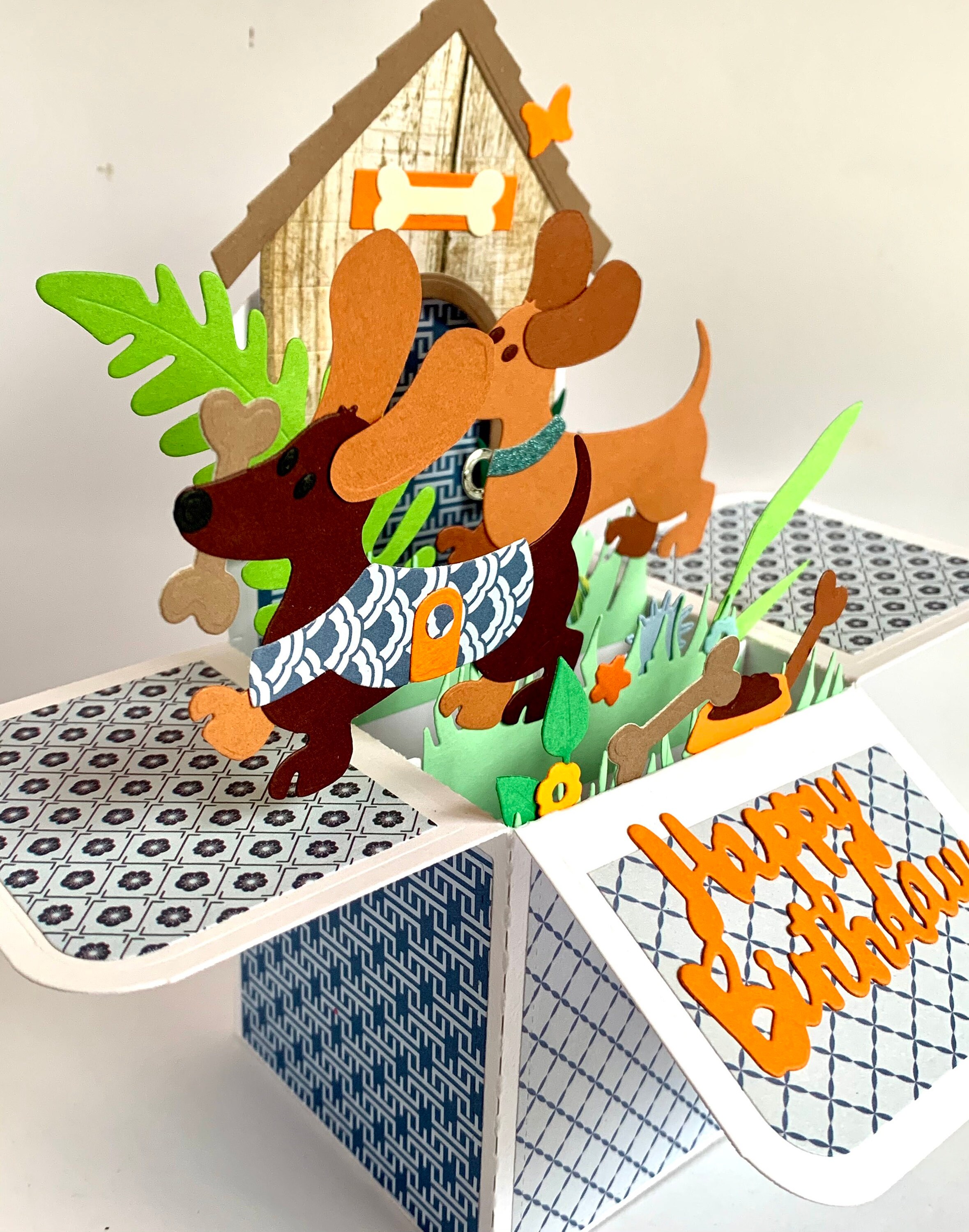 Dachshund Pop up Happy Birthday Card, 3D Box Card, Dog Card, Free ...