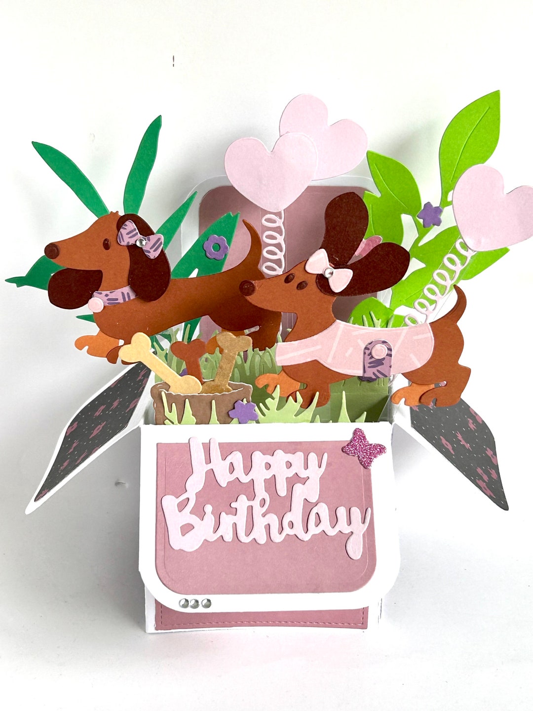 Dachshund Pop up Happy Birthday Card, 3D Box Card, Dog Card, Free ...