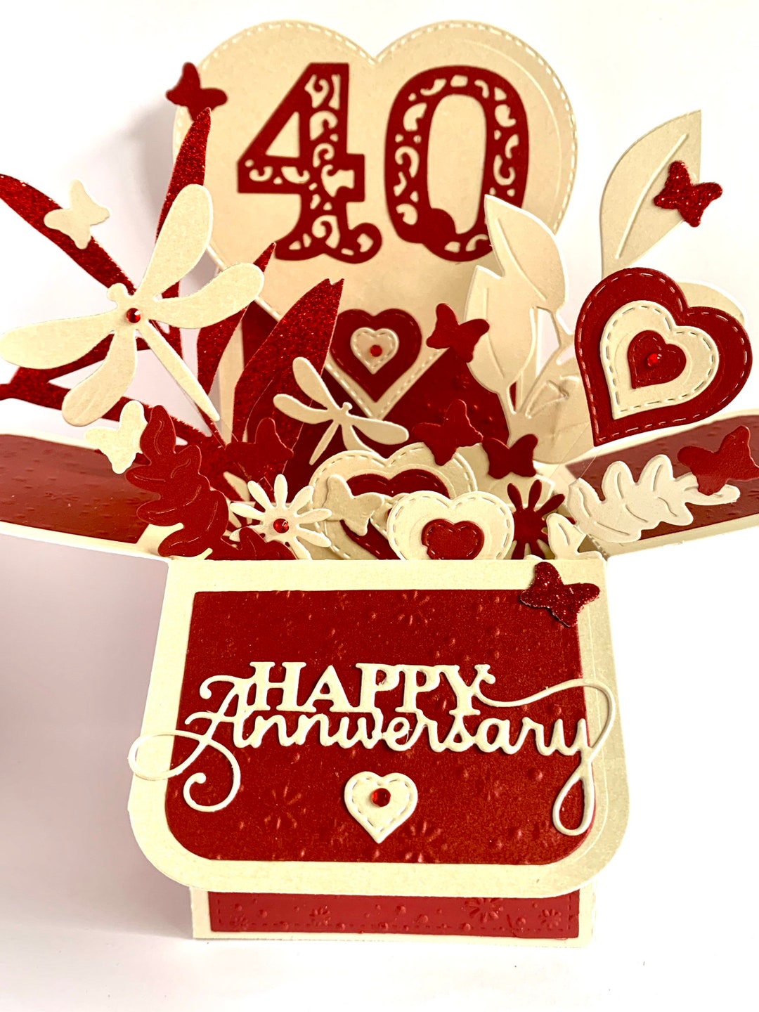 Pop up Ruby Wedding Anniversary Card,personalised 40th Anniversary Card ...