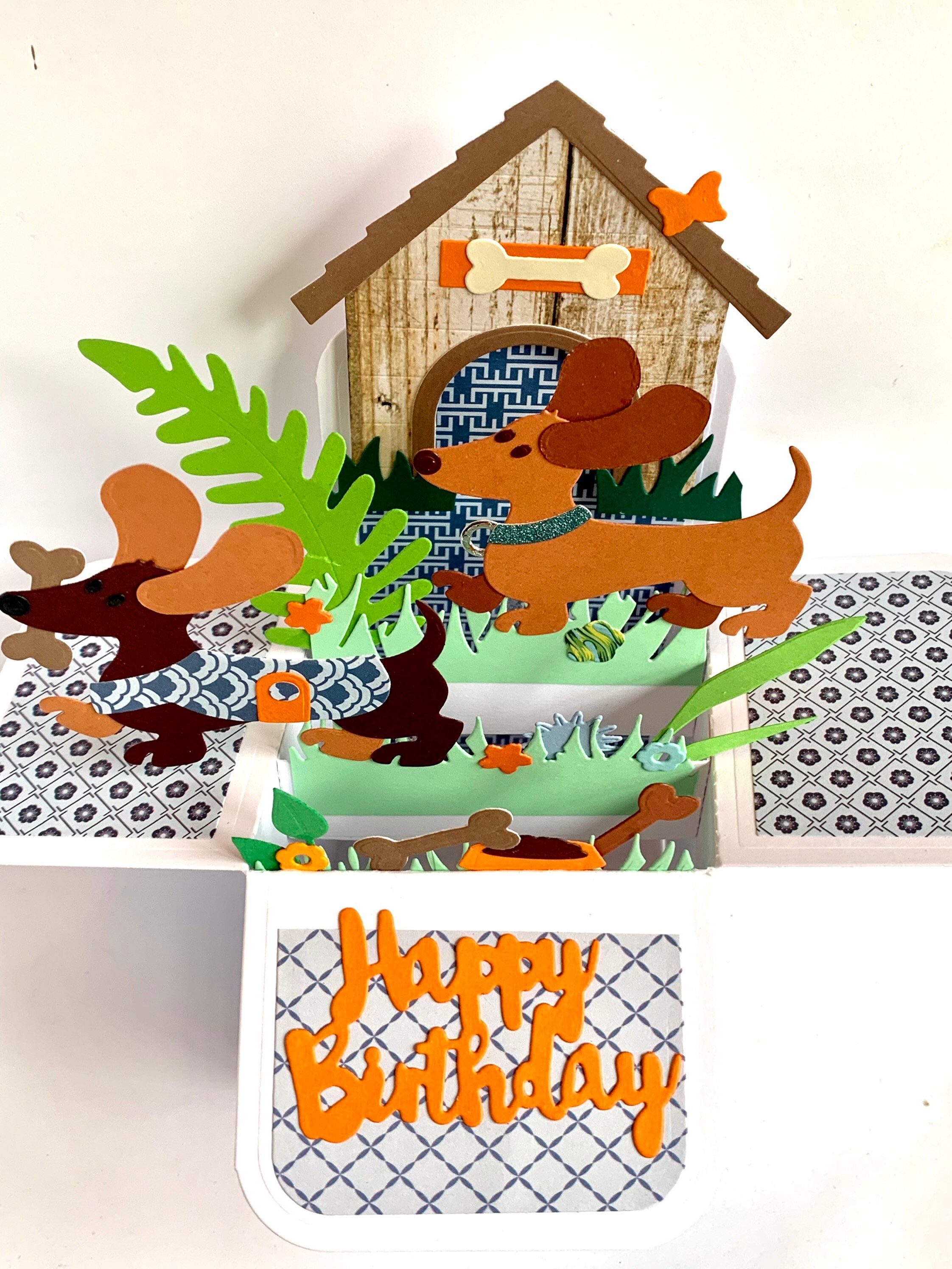 Dachshund Pop up Happy Birthday Card, 3D Box Card, Dog Card, Free ...