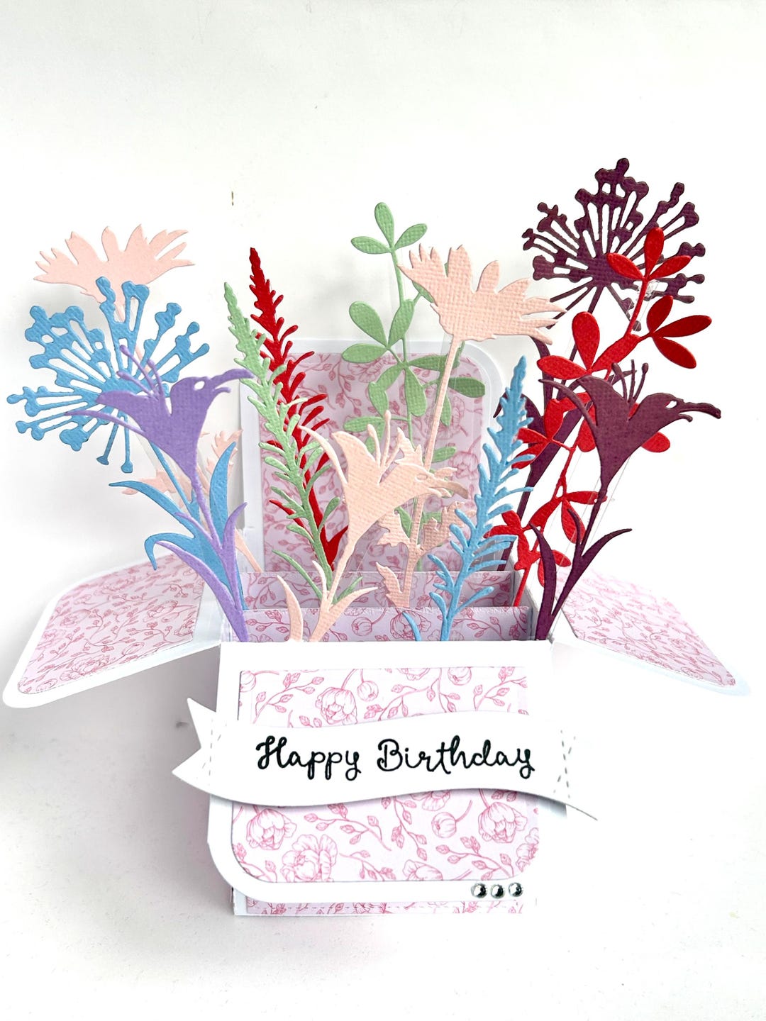 Wildflower Stems Happy Birthday Pop up Exploding 3D Box Card, Floral ...
