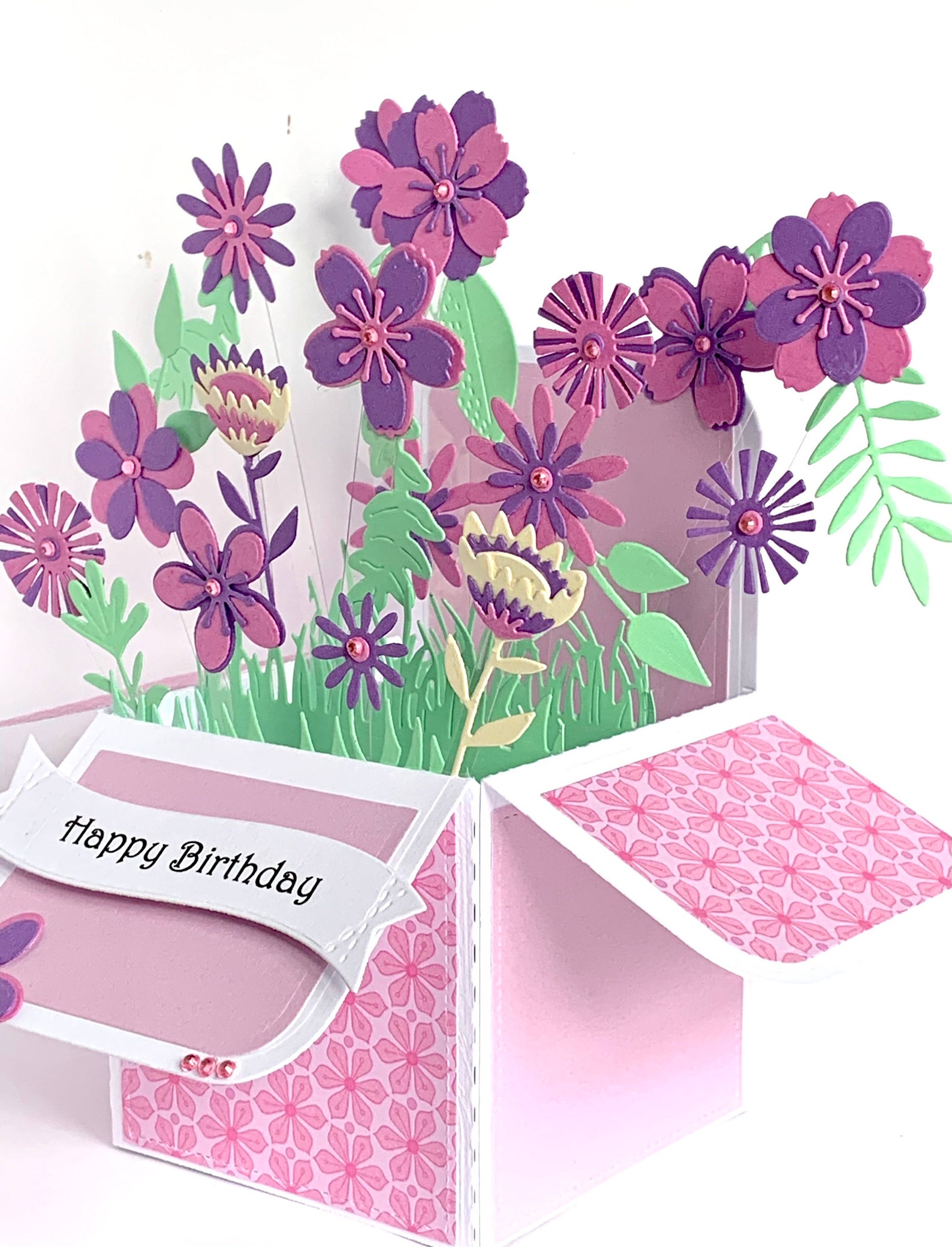 Everlasting flower bouquet Birthday pop up box card floral | Etsy