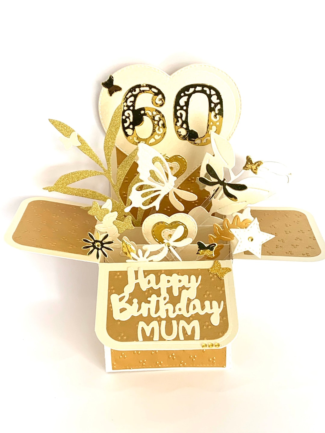 Pop up Gold Birthday Card, 3D Pop up Box Card, Exploding Box Card, Card ...