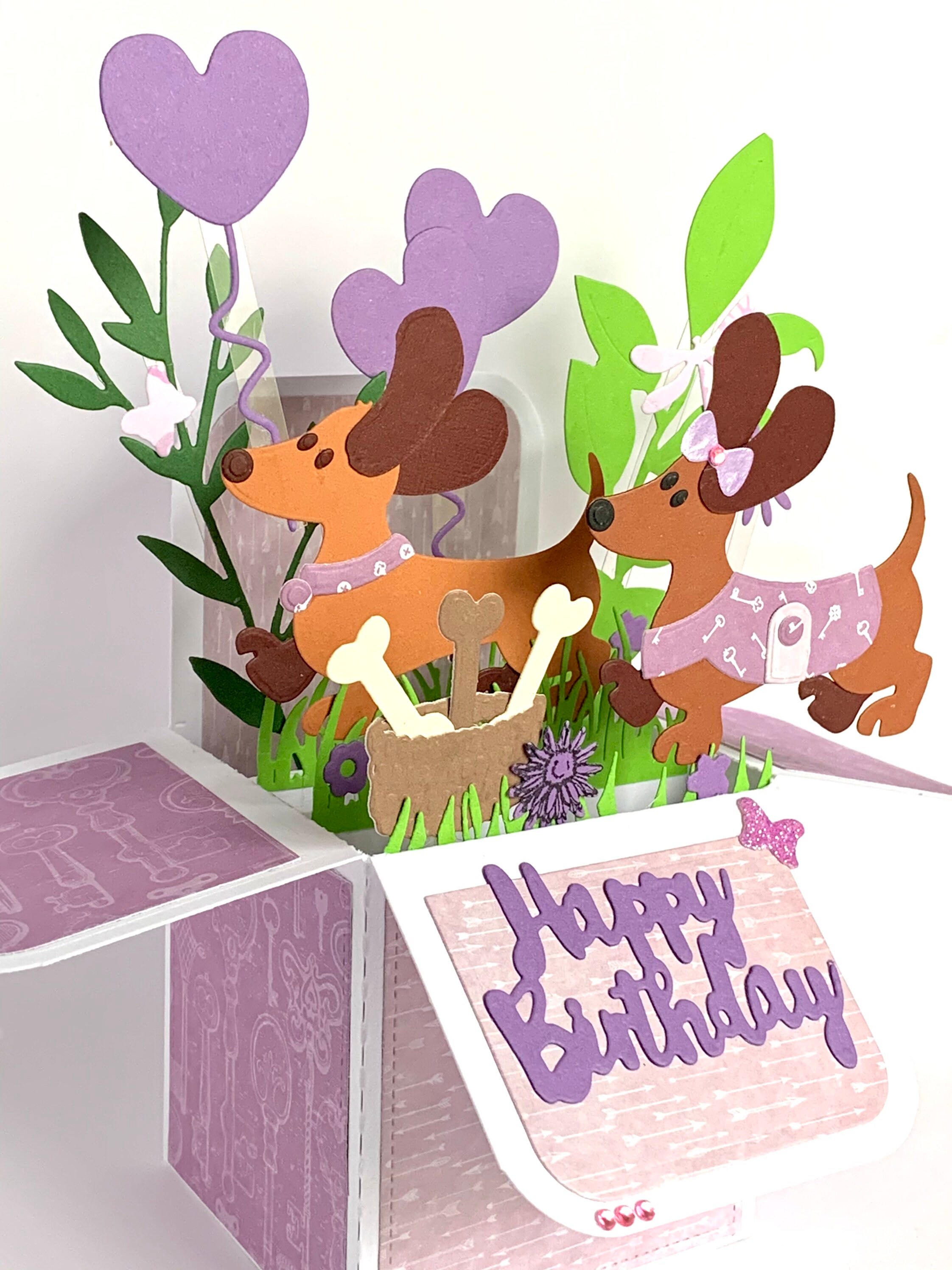 Dachshund Pop up Happy Birthday Card, 3D Box Card, Dog Card, Free ...