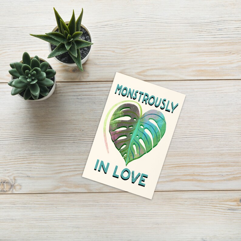Monstrously In Love Monstera Tropical Valentine's Day Greeting card