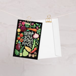 Merci Veggie Much Colorful Punny Carte de vœux