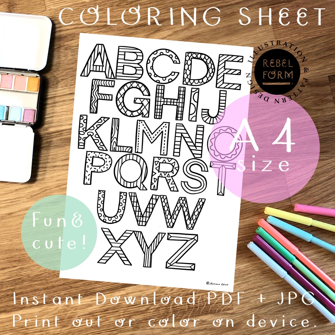 Printable Coloring Page Alphabet bonus File Included: Swedish Alphabet