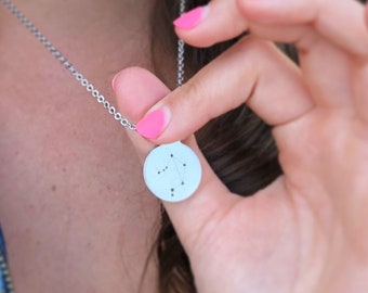 Zodiac Constellation Charm Necklace, Aquarius, Pisces, Aries, Taurus, Gemini, Cancer, Leo, Virgo, Libra, Scorpio, Sagittarius, Capricorn