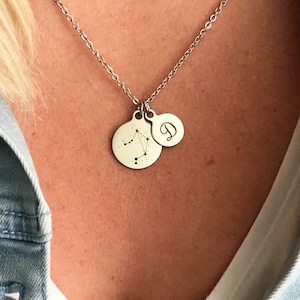 Zodiac Constellation Charm Necklace, Aquarius, Pisces, Aries, Taurus, Gemini, Cancer, Leo, Virgo, Libra, Scorpio, Sagittarius, Capricorn