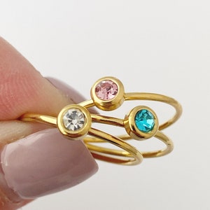 Gold birthstone gem ring, stacking rings