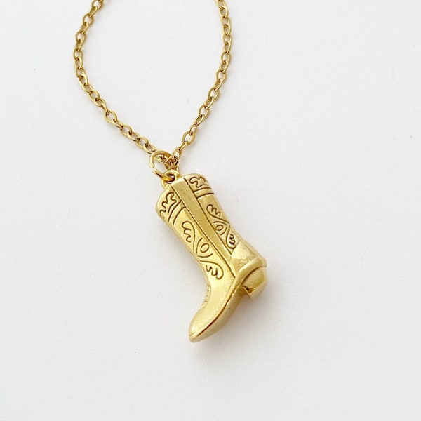 Cowboy Boot Necklace Gold