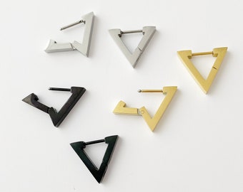 Triangle Hoop Earrings: gold, silver, black