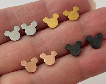 Mouse earrings, Cartoon Earrings, Silver, Gold, Rose Gold, Black (Boy Mouse)