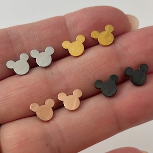 Boucles d'oreilles souris, Boucles d'oreilles dessin animé, Argent, Or, Or rose, Noir (Garçon souris)