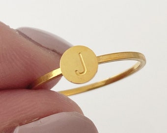 Gold Initial Letter ring, stacking rings