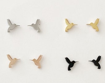 Hummingbird Stud earrings, gold, rose gold, silver, black