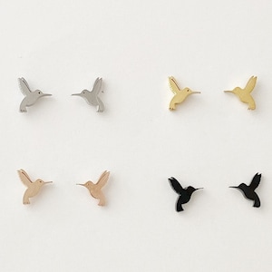 Hummingbird Stud earrings, gold, rose gold, silver, black