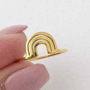 Gold Rainbow ring, pride ring