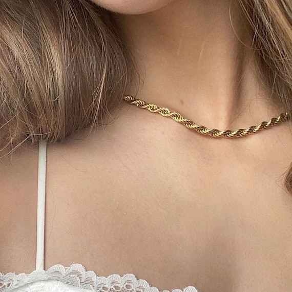 Gold Rope Chain Choker Necklace