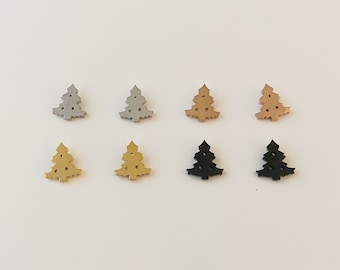 Christmas Tree Earrings, gold, rose gold, silver, black