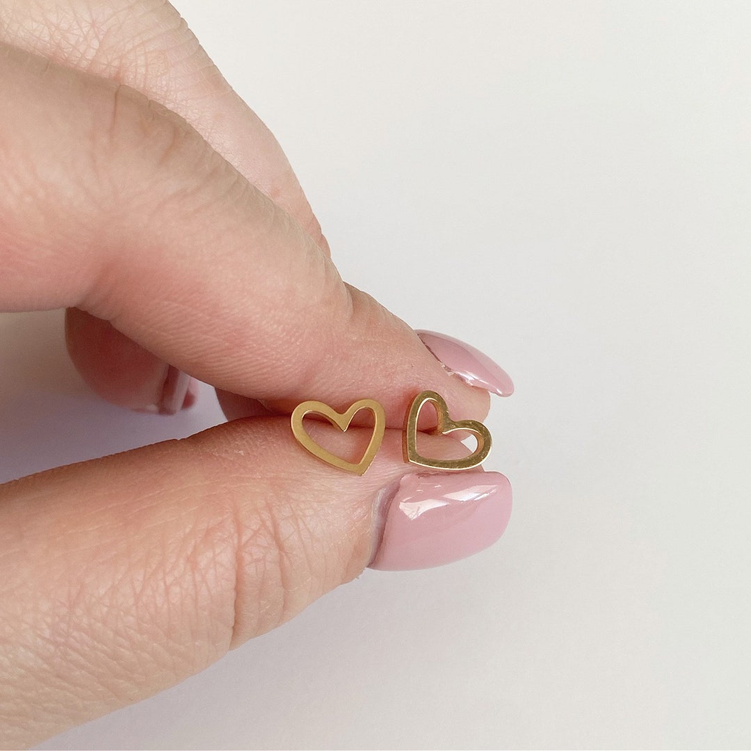 Open Heart Earrings, Gold, Rose Gold, Silver, Black - Etsy