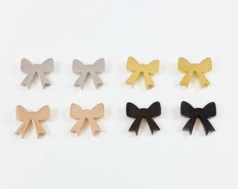 Bow stud earrings, gold, rose gold, silver, black