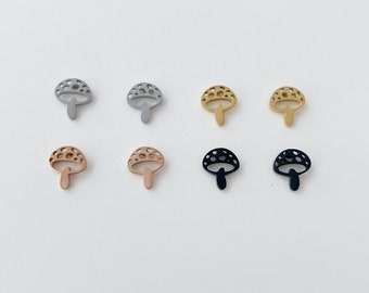 Mushroom Earrings, Silver, Gold, Rose Gold, Black