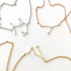 Collier à breloques constellation du zodiaque Verseau, Poissons, Bélier, Taureau, Gémeaux, Cancer, Lion, Vierge, Balance, Scorpion, Sagittaire, Capricorne