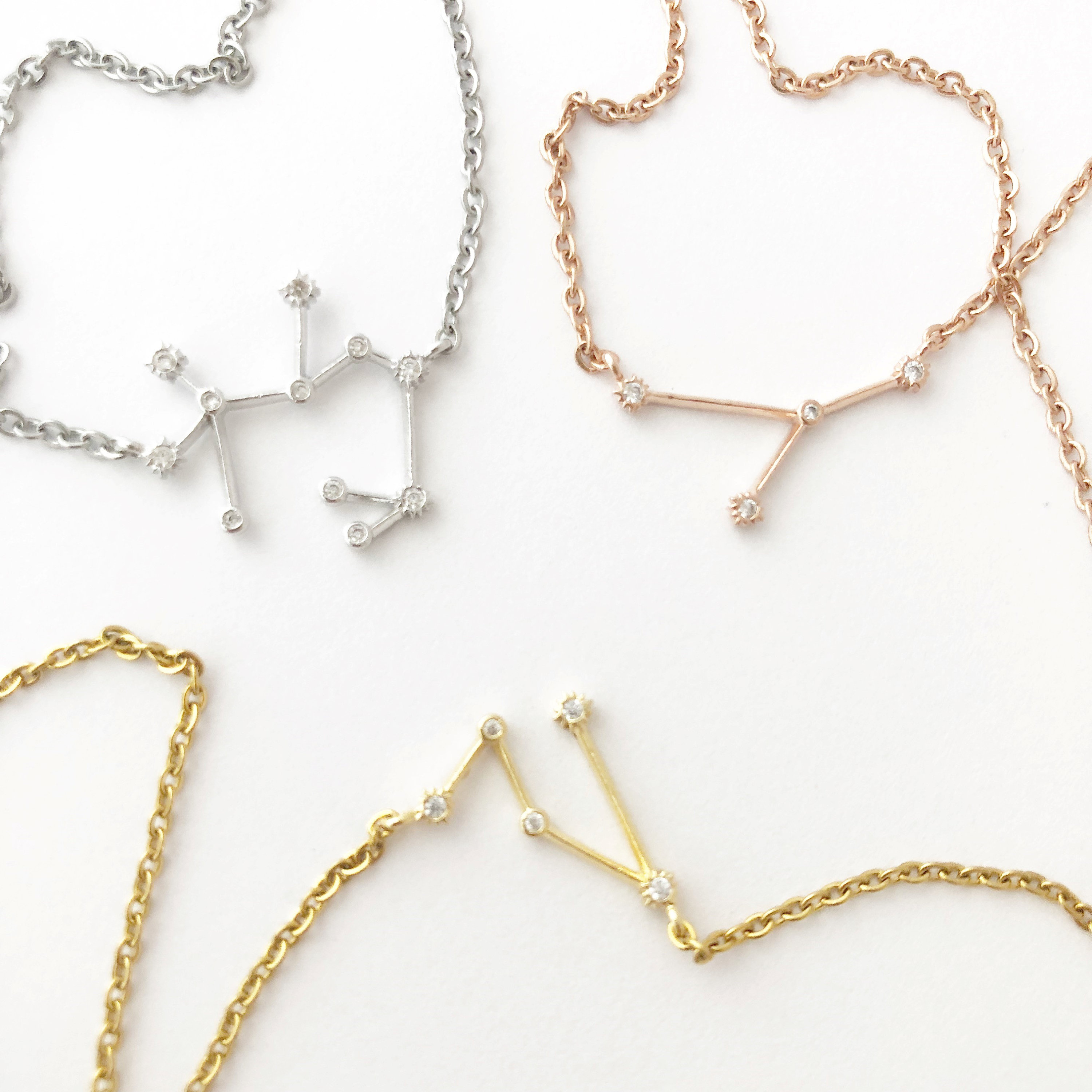 Zodiac Constellation Charm Necklace, Aquarius, Pisces, Aries, Taurus,…