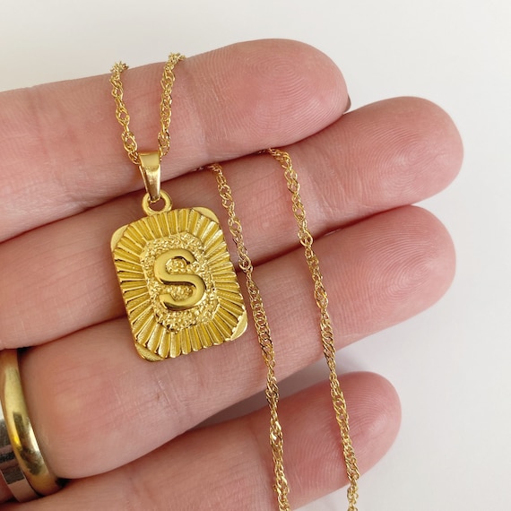 Rectangle sale initial necklace
