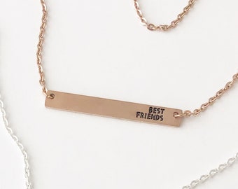 Best Friends bar necklace with extender, Silver - Gold - Rose Gold