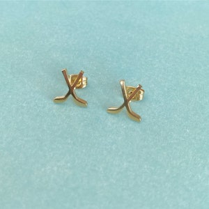 Hockey Stick Stud earrings, Hockey Mom Earrings, gold, rose gold, silver, black image 7