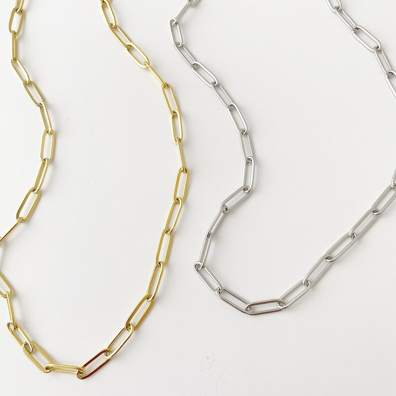 Paperclip Link Chain Layering Chain Silver or Gold Etsy