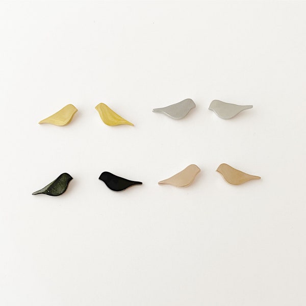 Bird Earrings: gold, rose gold, silver, black