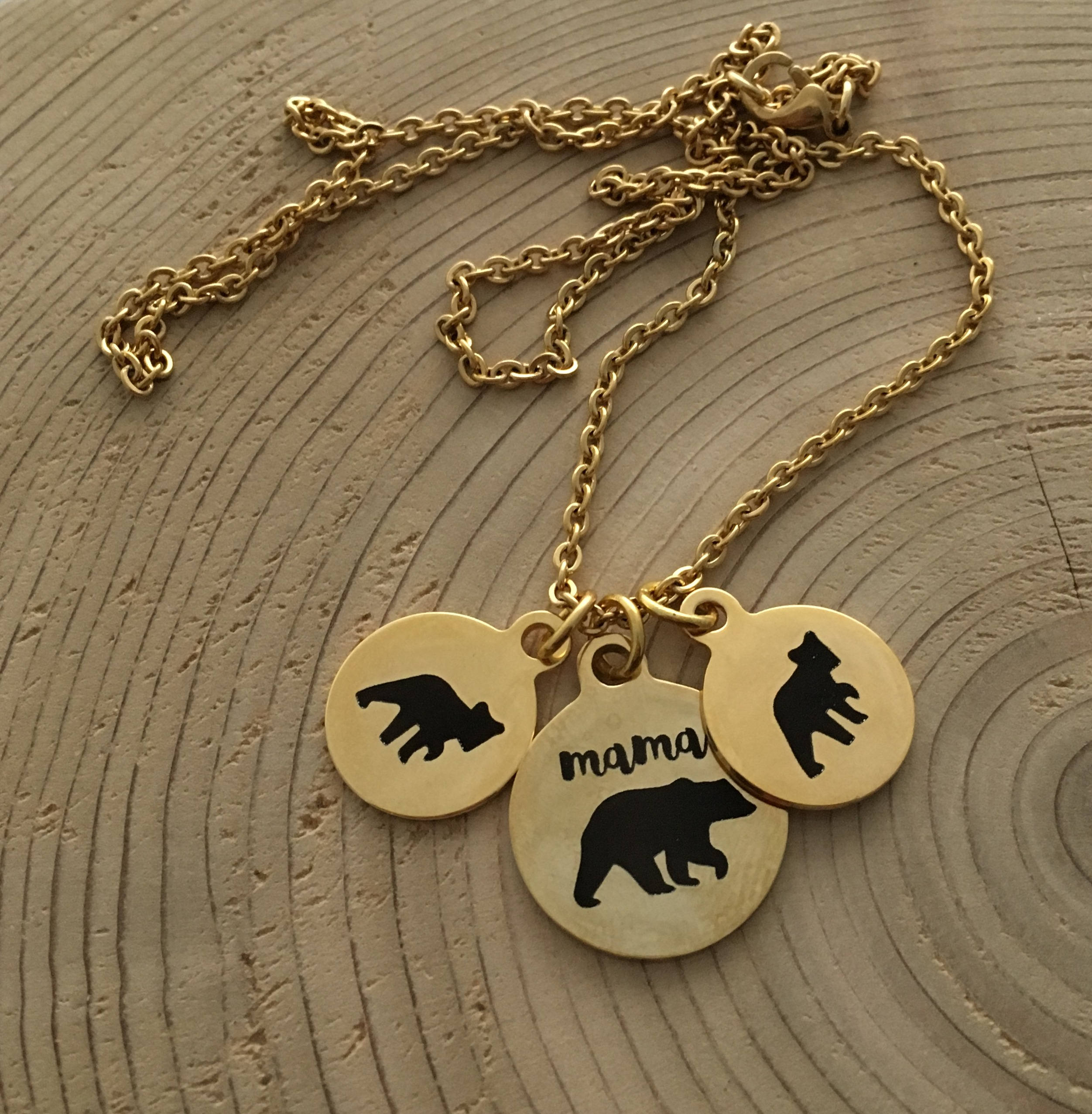 Mama Bear Necklace Baby Bear Cub Stainless Steel Silver Etsy Canada
