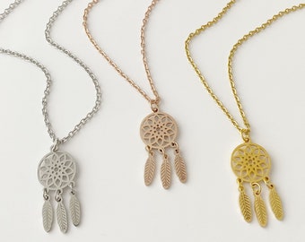 Dream Catcher Necklace in Gold, Silver, or Rose Gold FREE SHIPPING