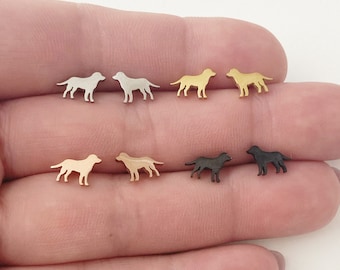 Dog Labrador golden retriever earring studs, gold, rose gold, silver, black